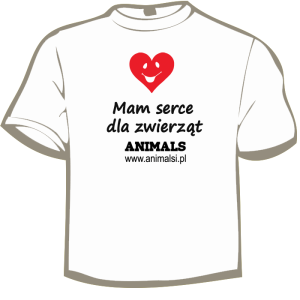 Koszulka (biała) - "Mam serce dla zwierząt" rozmiar XL