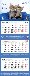 Charytatywny Trójdzielny Kalendarz  Animals 2027  Koty Górą!