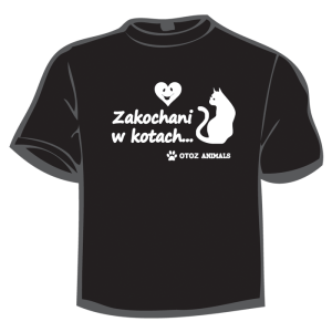 „Zakochani w kotach” - koszulka charytatywna (czarna)rozmiar XL